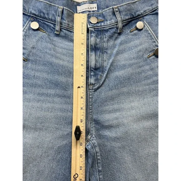 Loft Jeans Womens 2 The Wide Leg Denim Button Pocket Minimalist Preppy 30Wx25L - Picture 4 of 8